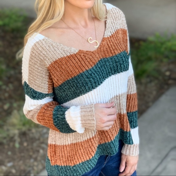 LAST ONE! Super Soft Chennille Striped Sweater - Picture 2 of 5